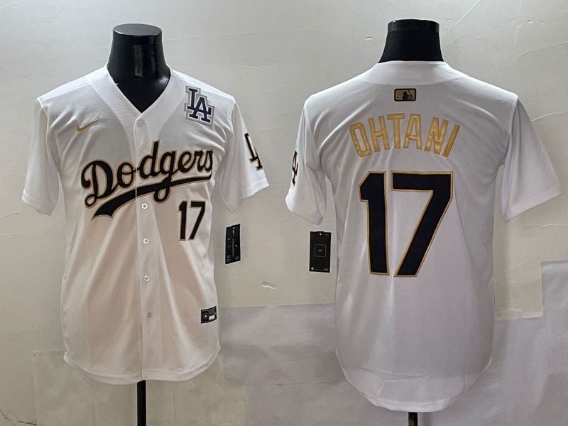 Men Los Angeles Dodgers #17 Ohtani White Black Gold Game Nike 2025 MLB Jersey style 10